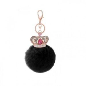 Precise Diamond Large Crown/Pink Ball Keychain (Black)