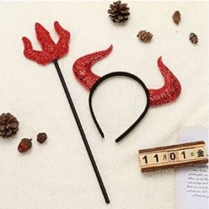 Devil Horns Headband Set with Trident Fork