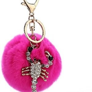 Scorpion Pompom Keychain Ring (Fushia Pink)