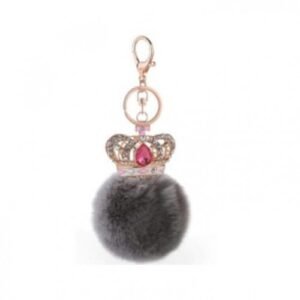 Precise Diamond Large Crown/Pink Ball Keychain (Grey)